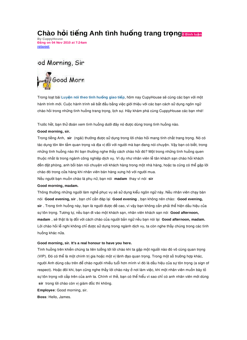 image for page Chào hỏi Tiếng Anh trong tình huống trang trọng