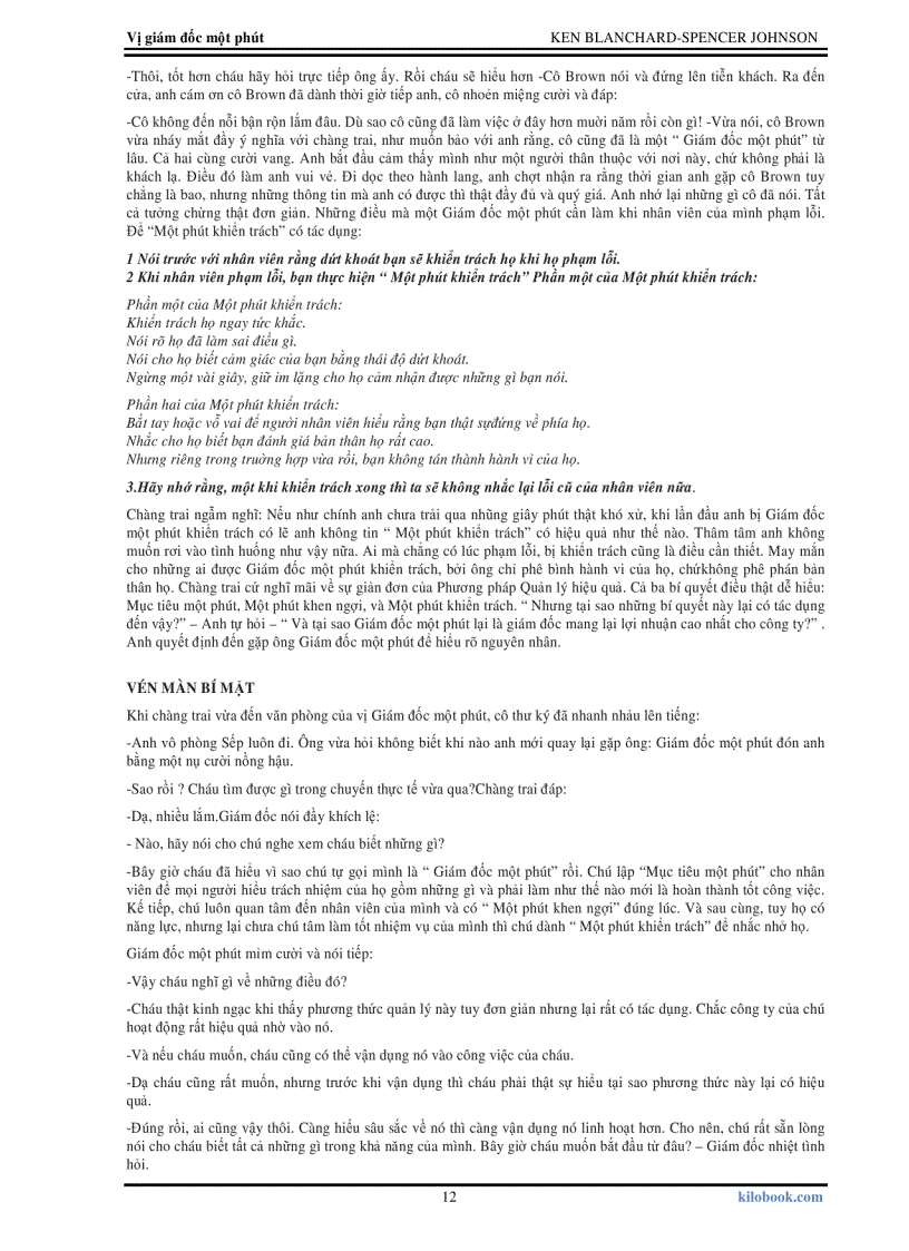 image for page Vị giám đốc một phút The One Minute Manager