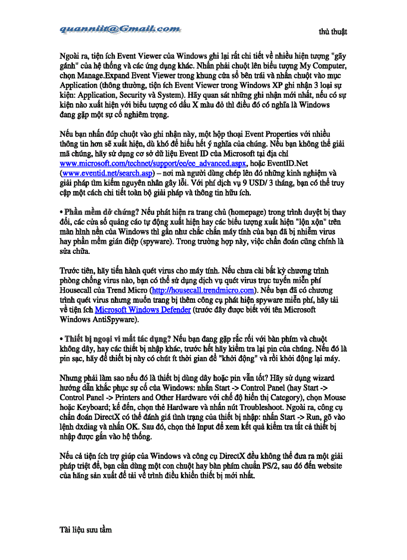 image for page Tự khắc phục sự số máy tính