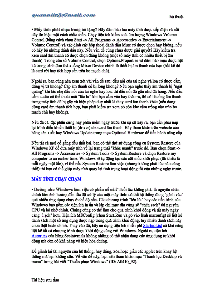 image for page Tự khắc phục sự số máy tính