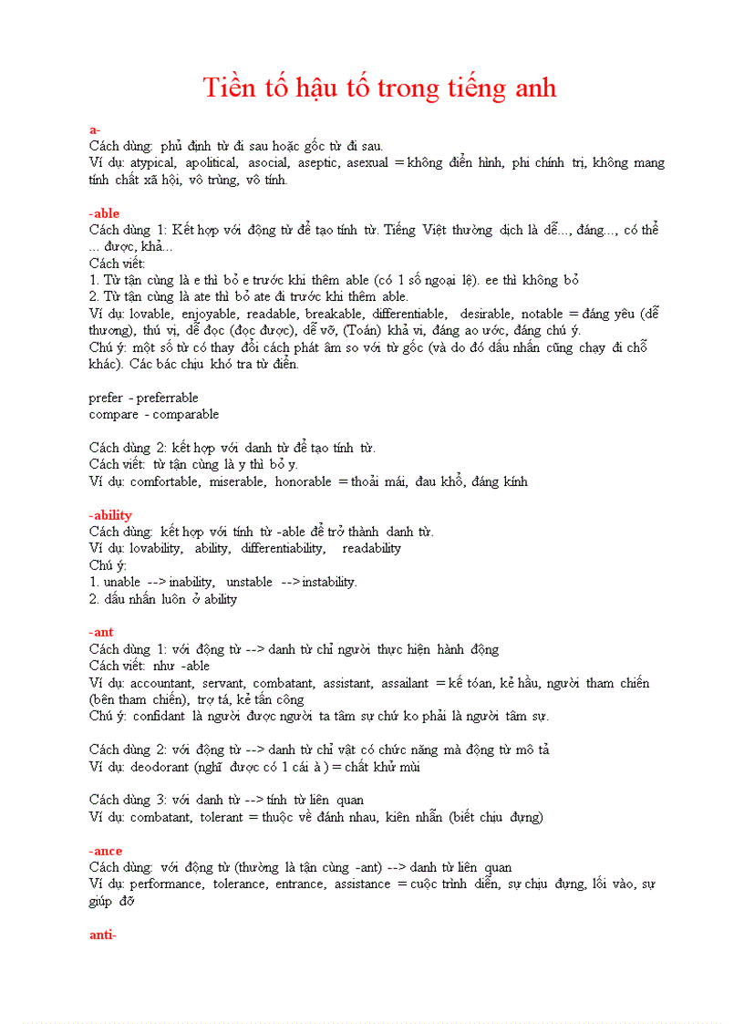 image for page Tiền tố và hậu tố trong tiếng anh cực kì hay và bổ ích 2