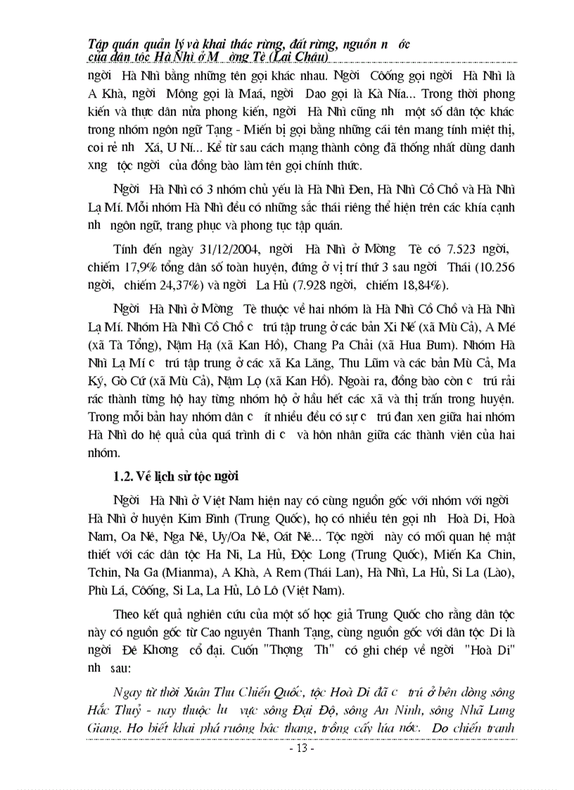 image for page Tập quán quản lý và bảo vệ rừng người Hà Nhì