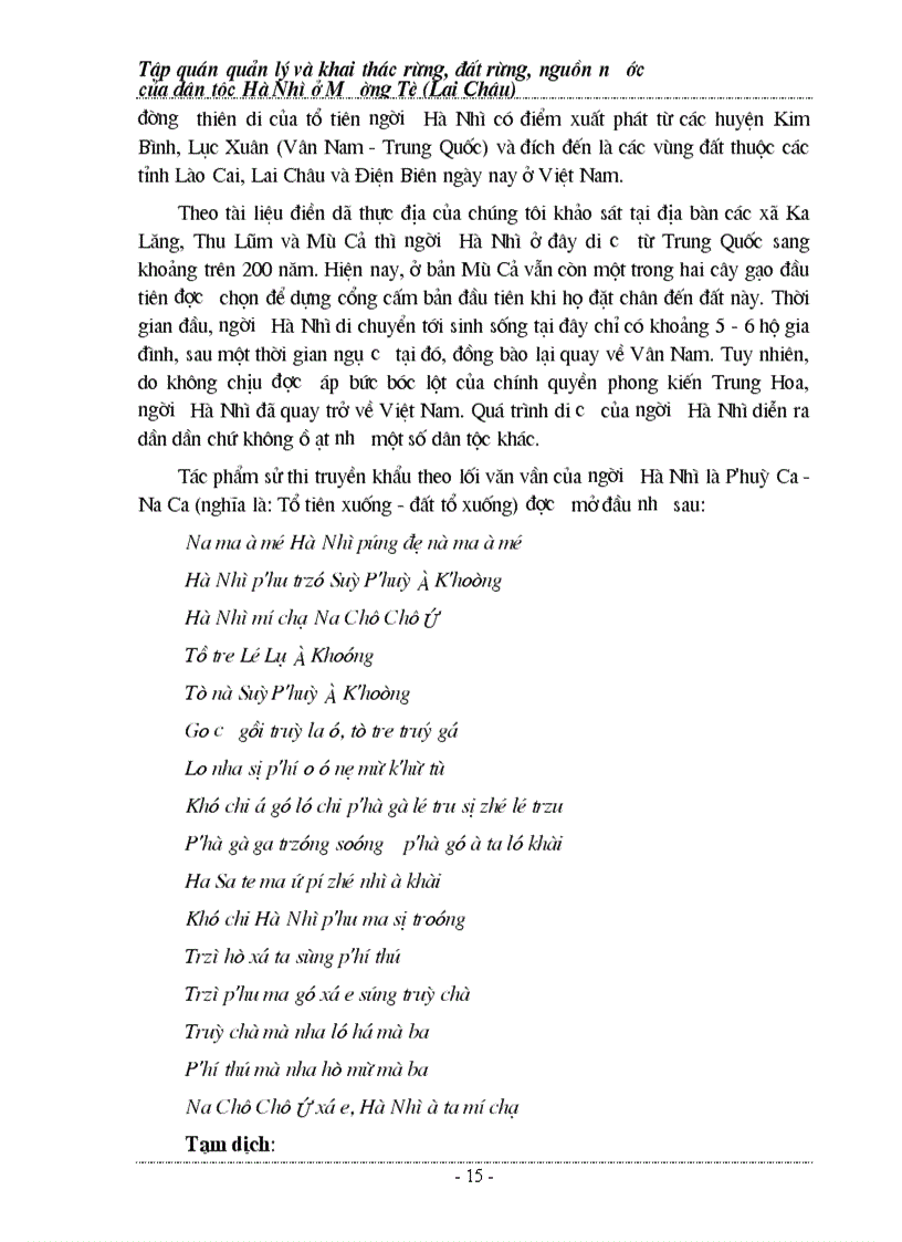 image for page Tập quán quản lý và bảo vệ rừng người Hà Nhì