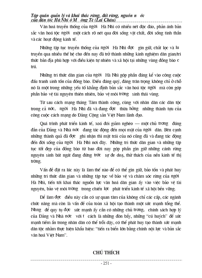 image for page Tập quán quản lý và bảo vệ rừng người Hà Nhì