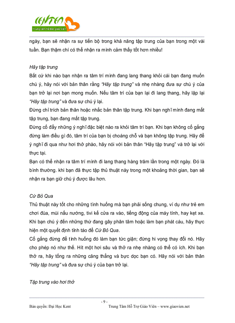 image for page Tăng cường khả năng tập trung