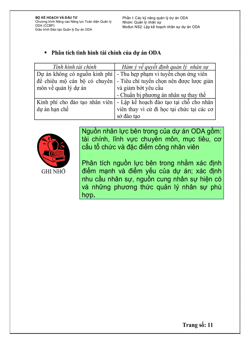 image for page Lập kế hoạch nhân sự dự án oda