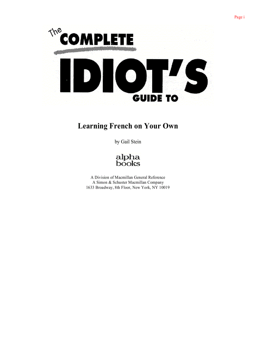 The Complete Idiot s Guide To Learning French On Your Own