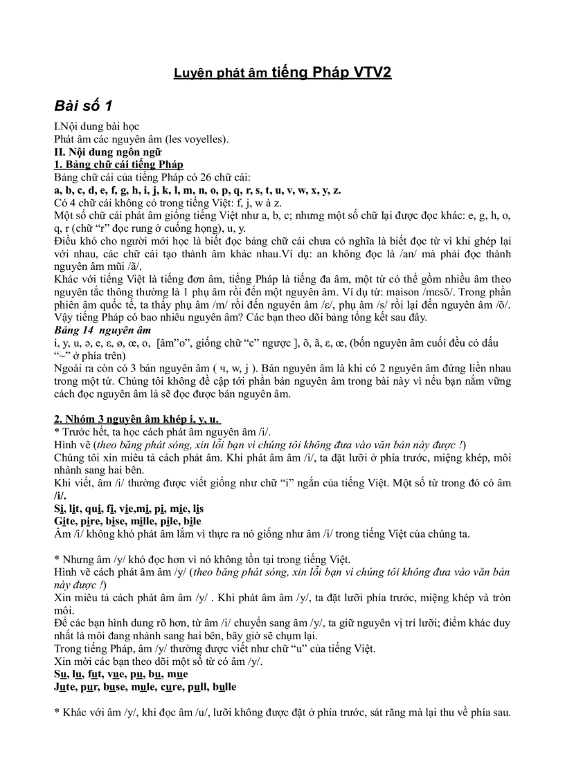 image for page Luyện phát âm Française