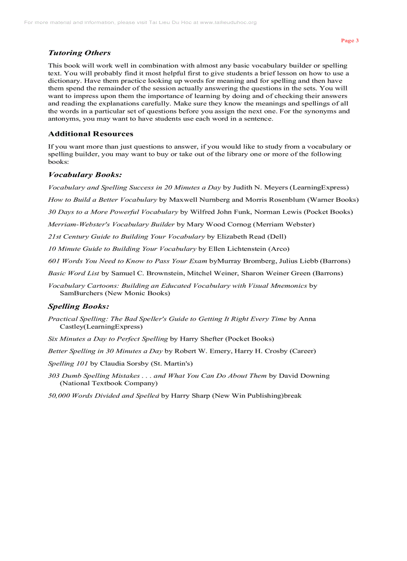 image for page 1001 Vocabulary and Spelling Questions Learning express