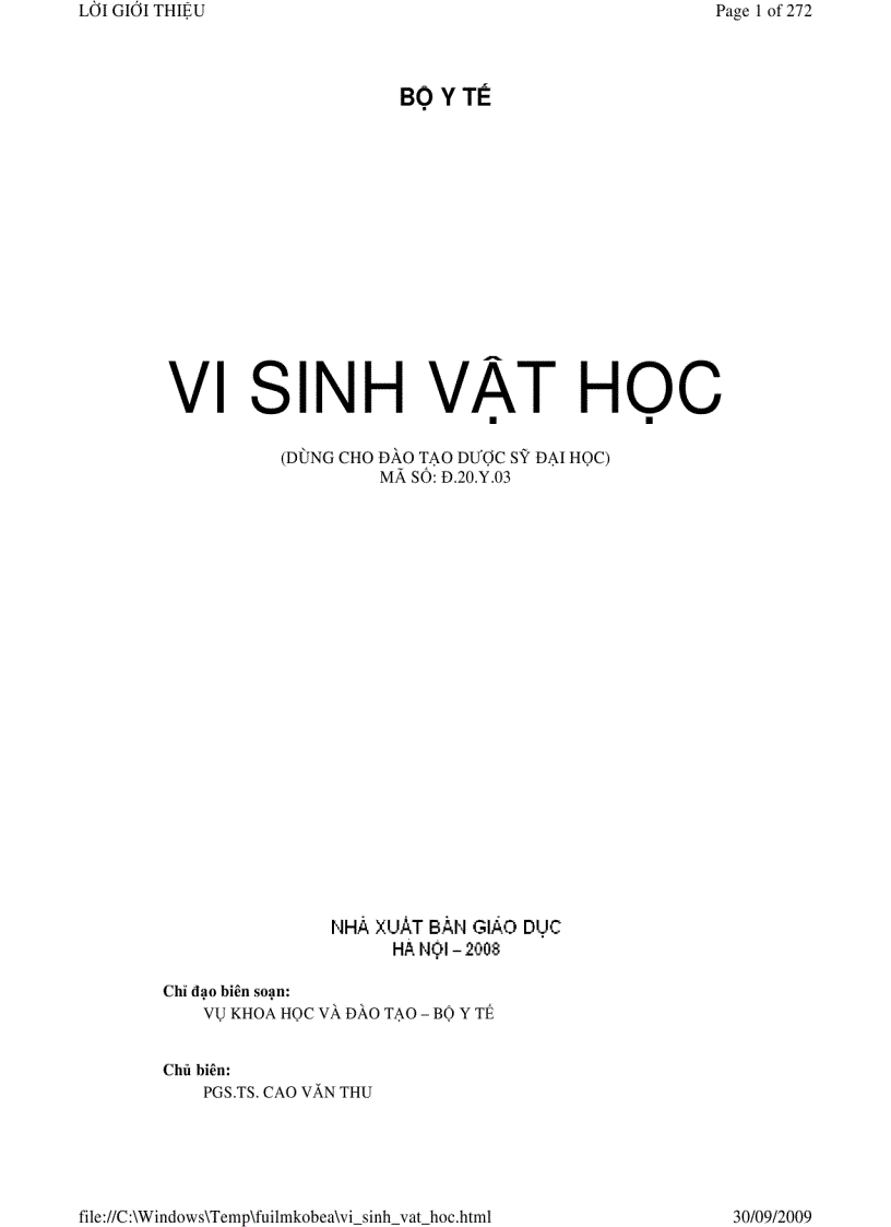 image for page Vi sinh vật học phần 1
