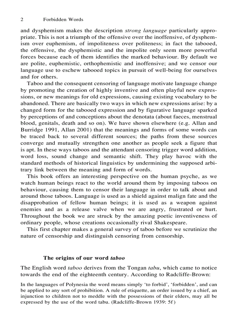 image for page Forbidden Words Taboo and the Censoring of Language