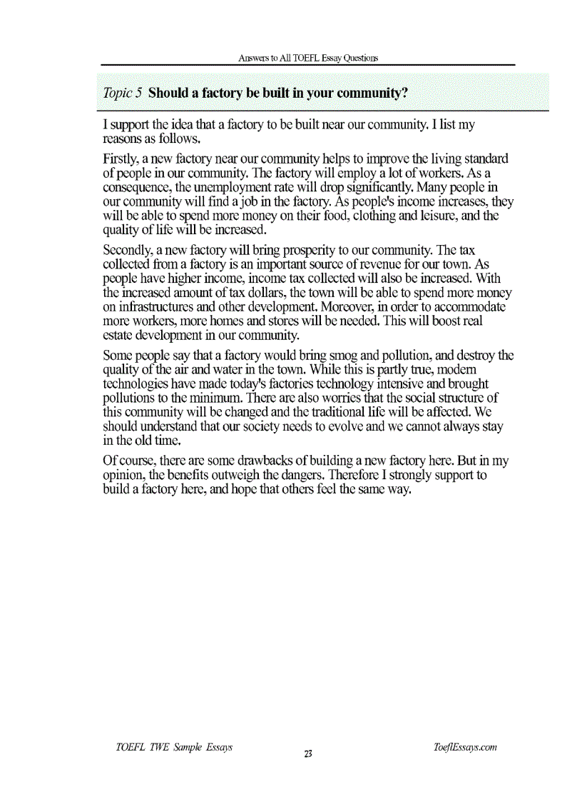 image for page Answers to All TOEFL Essay Questions