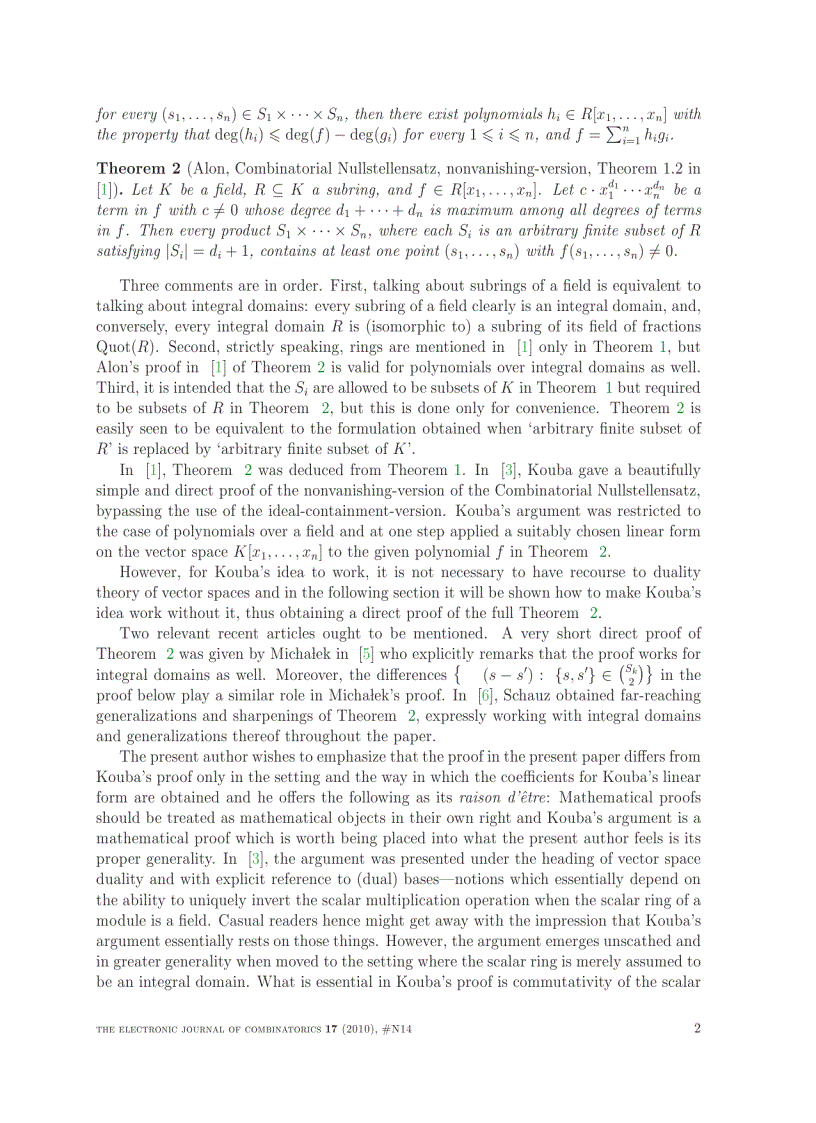 image for page Proof of the combinatorial nullstellensatz over integral domains in the spirit of Kouba