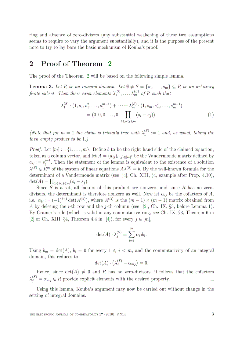 image for page Proof of the combinatorial nullstellensatz over integral domains in the spirit of Kouba