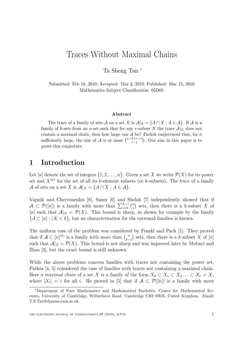 Traces Without Maximal Chains