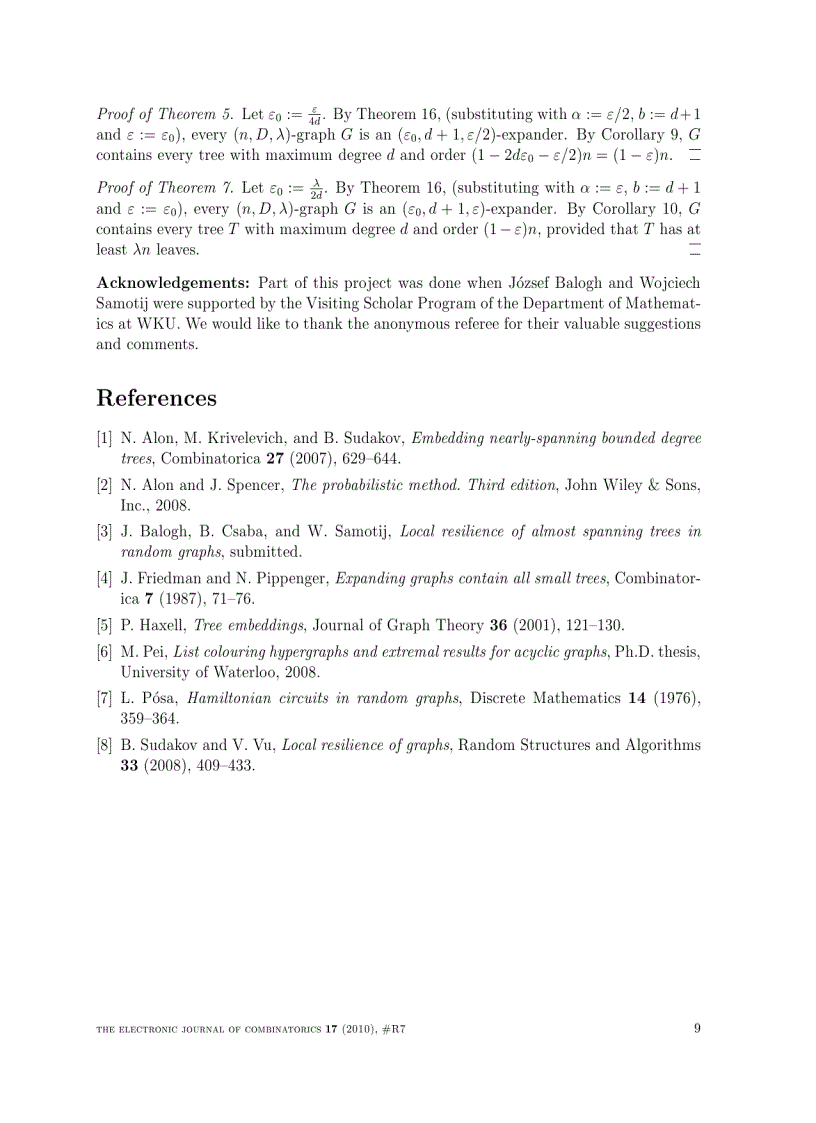 image for page Large bounded degree trees in expanding graphs