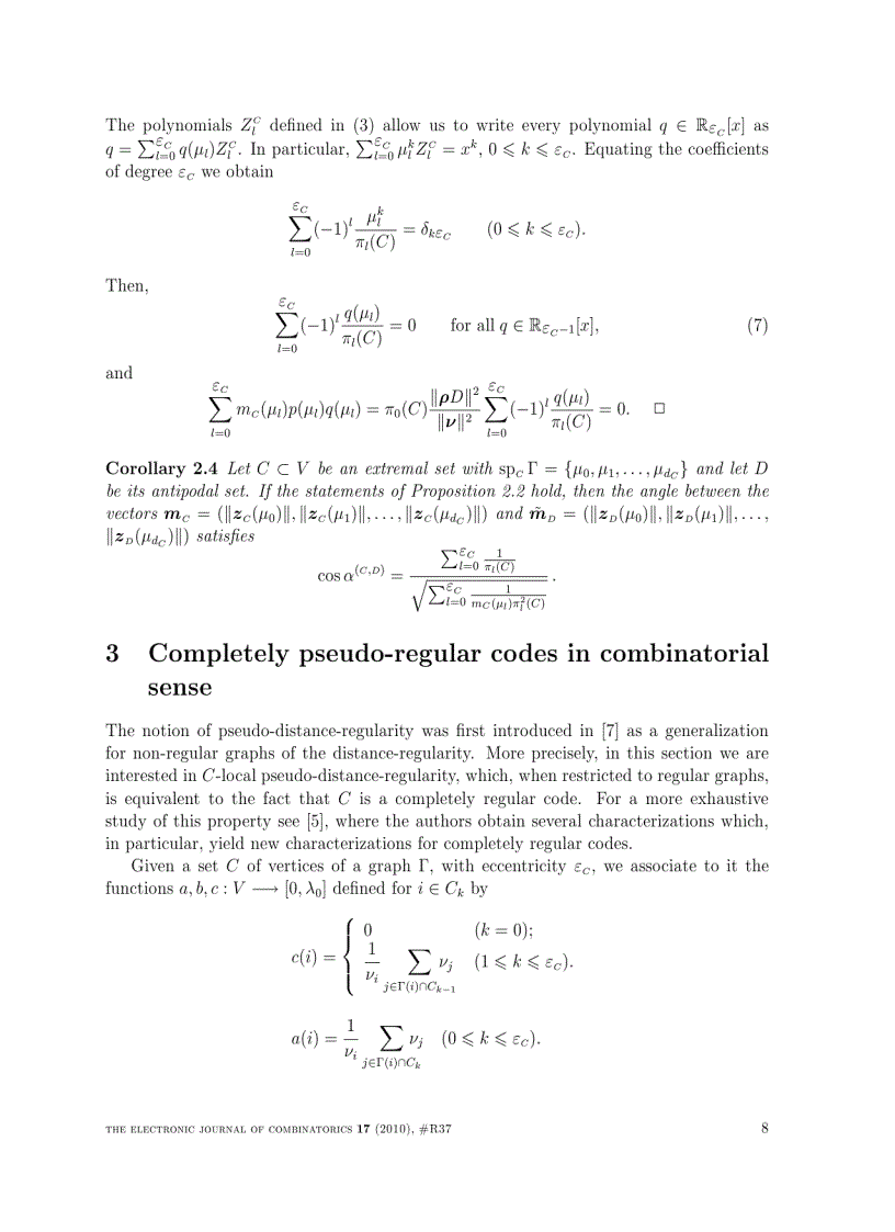 image for page Combinatorial vs Algebraic Characterizations of Completely Pseudo Regular Codes