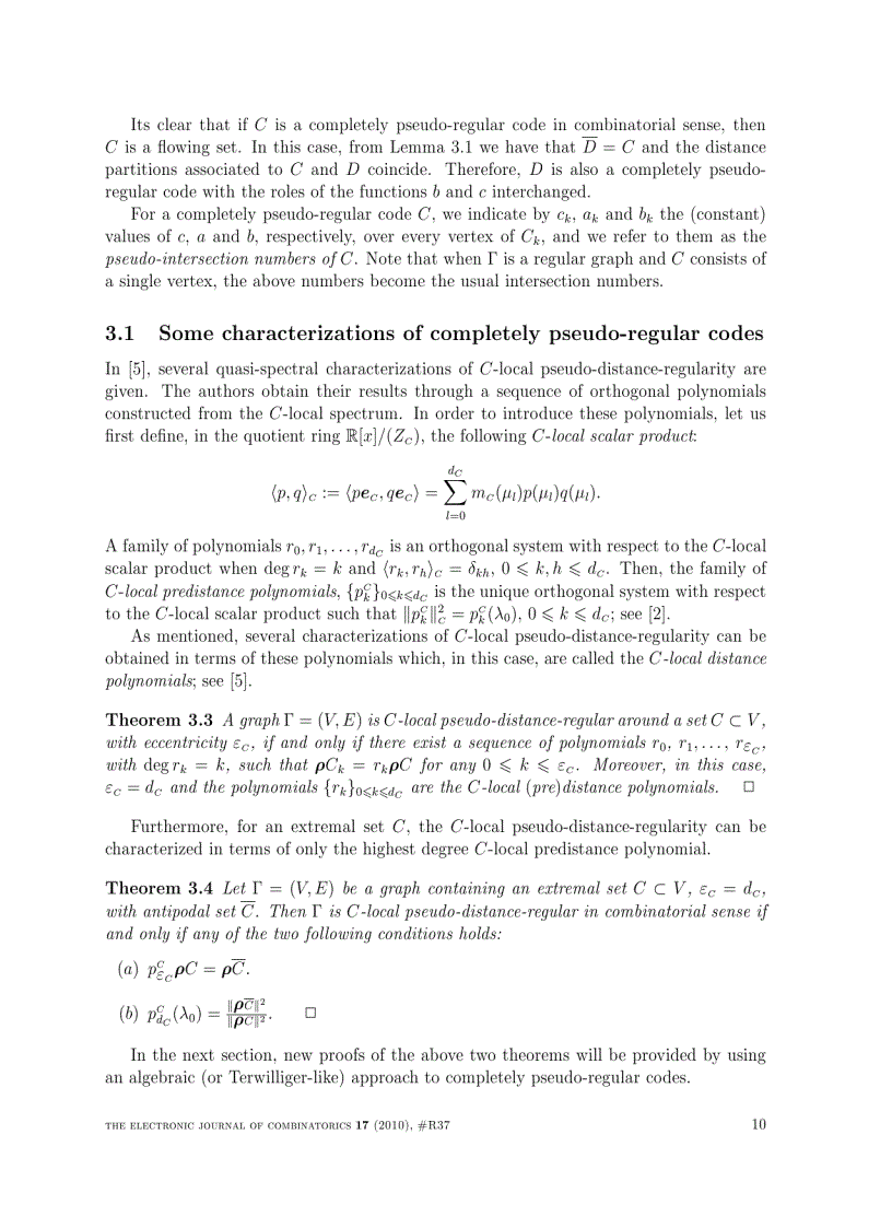image for page Combinatorial vs Algebraic Characterizations of Completely Pseudo Regular Codes