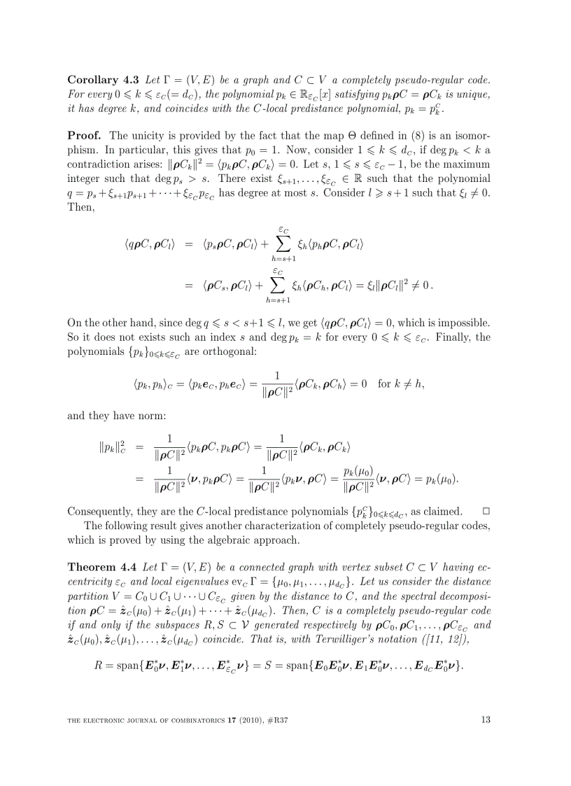 image for page Combinatorial vs Algebraic Characterizations of Completely Pseudo Regular Codes