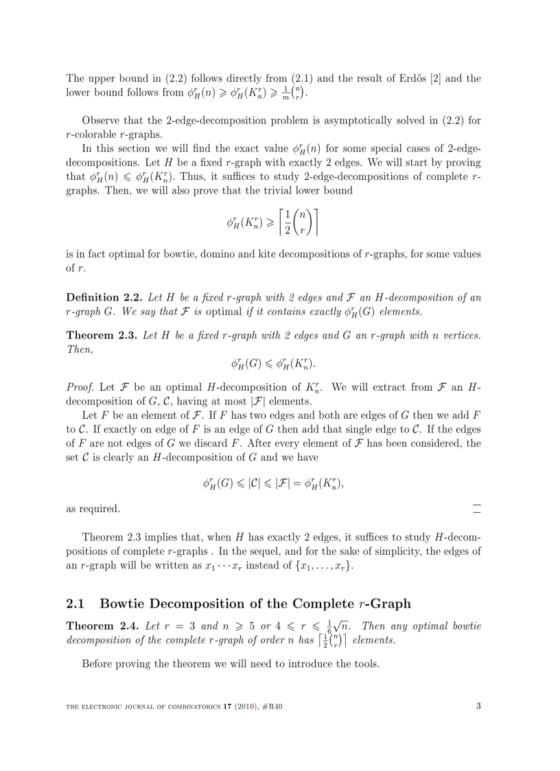 image for page H Decompositions of r graphs when H is an r graph with exactly 2 edges