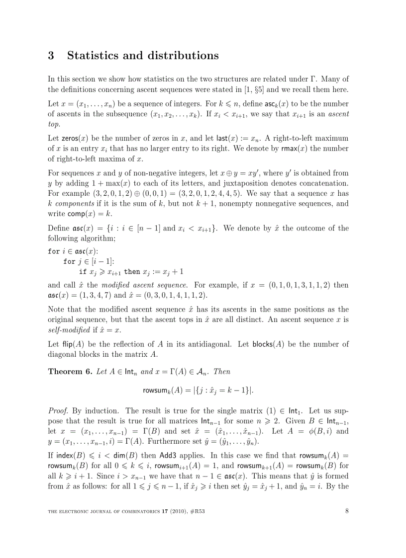 image for page Ascent sequences and upper triangular matrices containing non negative integers