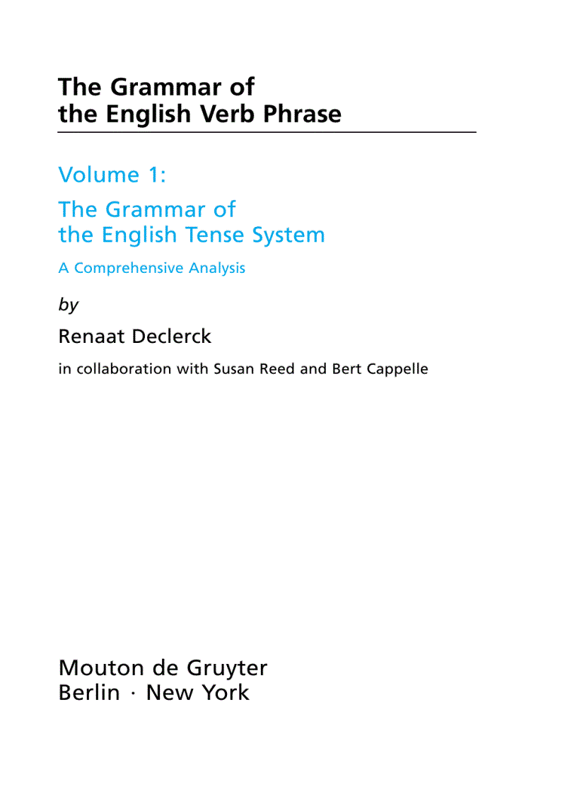 Grammar of the English Verb Phrase