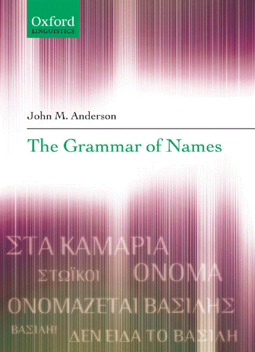 The Grammar of Names Linguistics