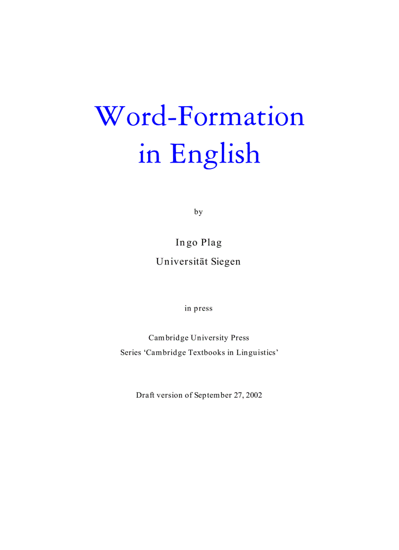 Word Formation in English Textbooks in Linguistics