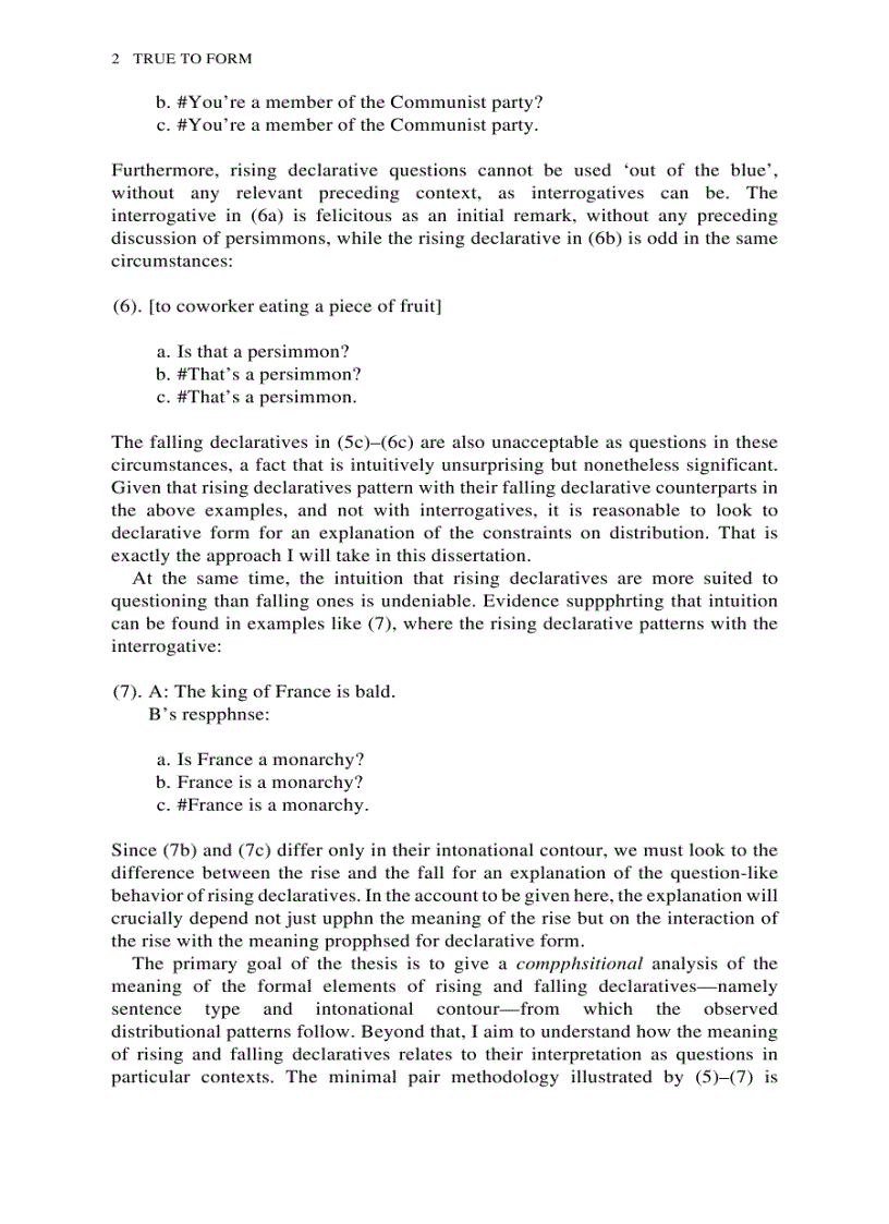 image for page True to Form Rising and Falling Declaratives as Questions in English