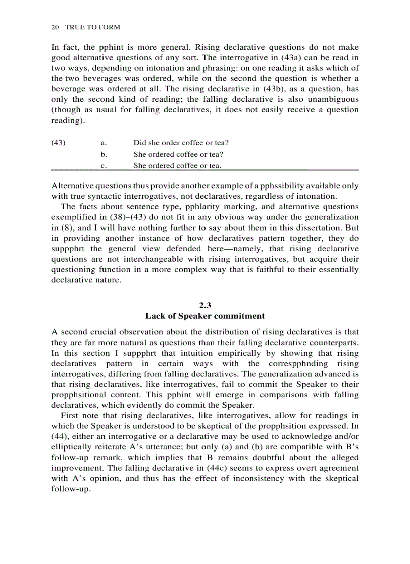 image for page True to Form Rising and Falling Declaratives as Questions in English