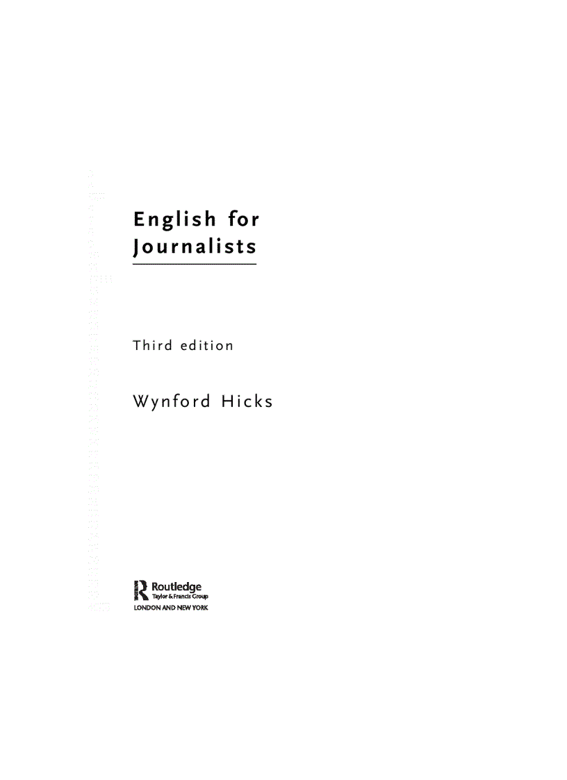 English for Journalists 3rd Edition
