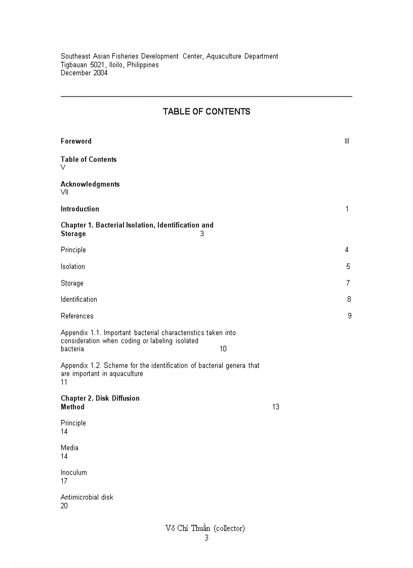 image for page Laboratory Manual of Standardized Methods for Antimicrobial Sensitivity Tests for Bacteria Isolated from Aquatic Animals and Environment