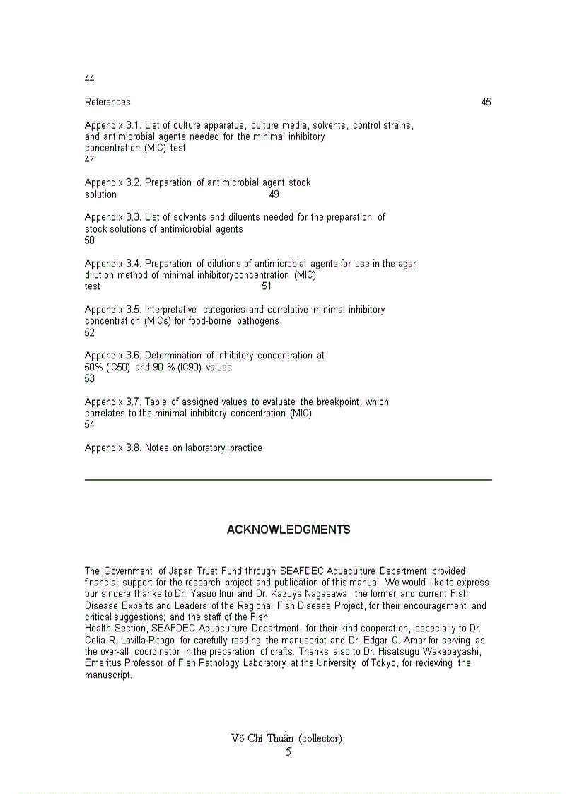 image for page Laboratory Manual of Standardized Methods for Antimicrobial Sensitivity Tests for Bacteria Isolated from Aquatic Animals and Environment