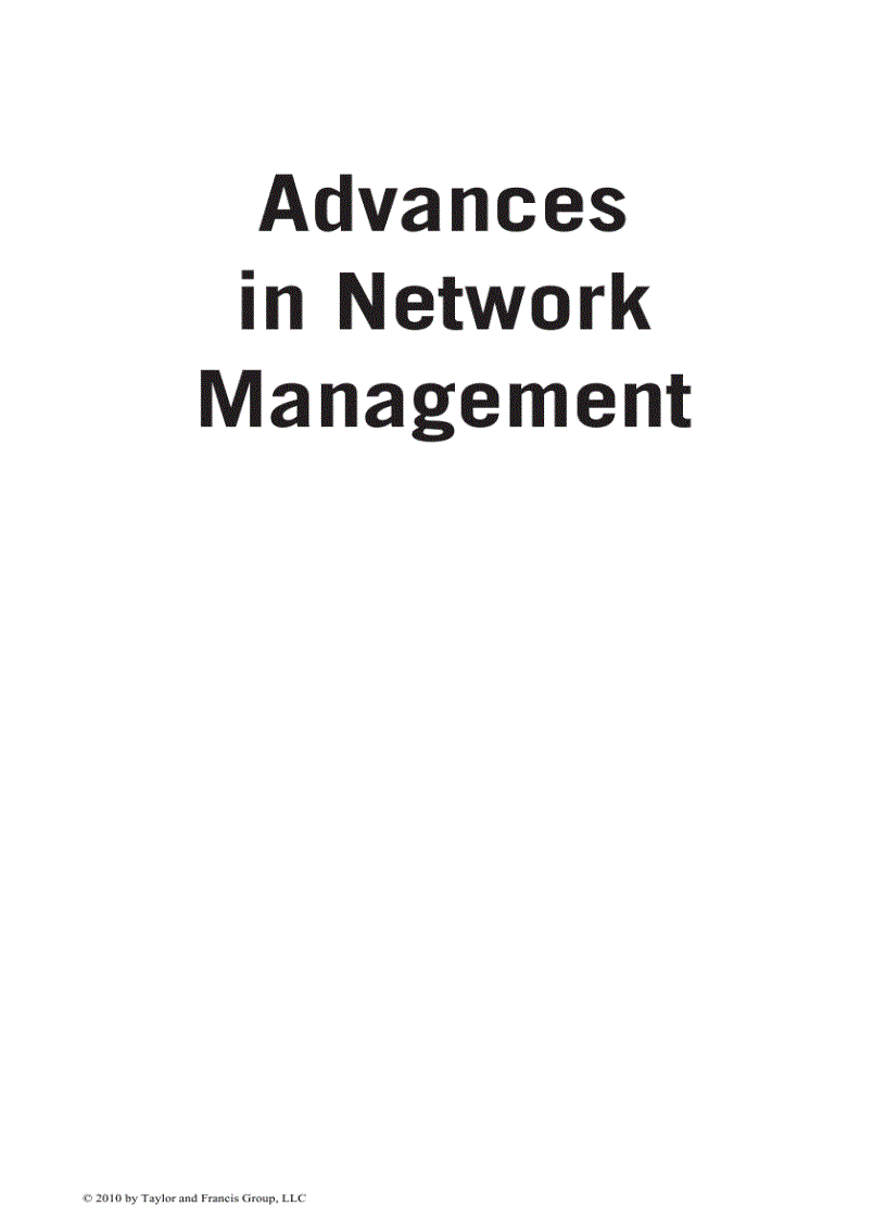 Advances in Network Management