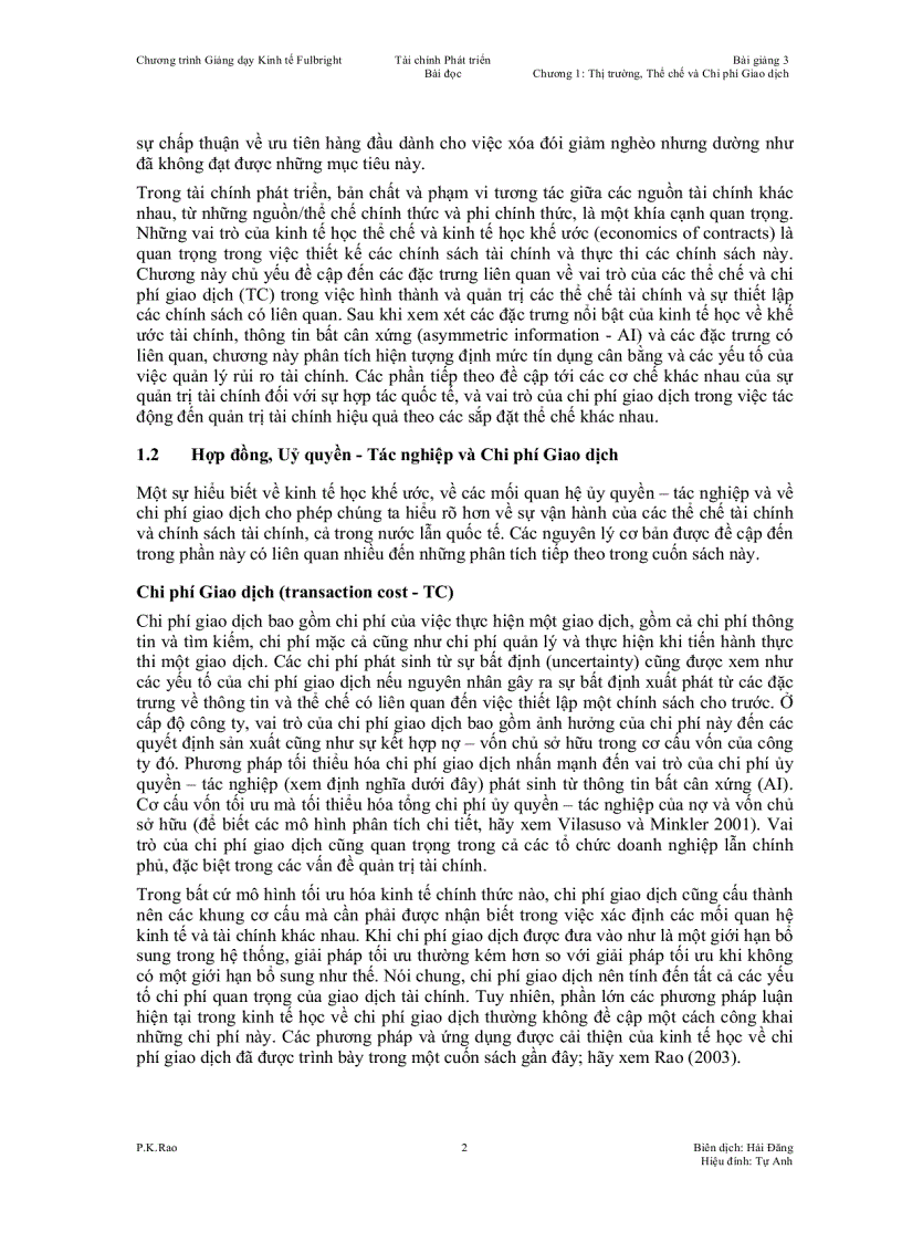 image for page Tài chính phát triển thị trường định chế và chi phí giao dịch