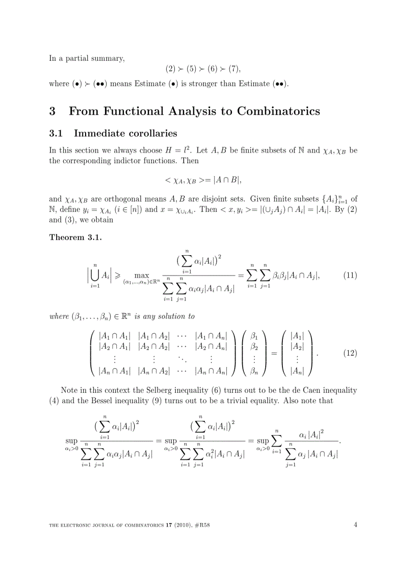 Some inequalities in functional analysis combinatorics and probability theory