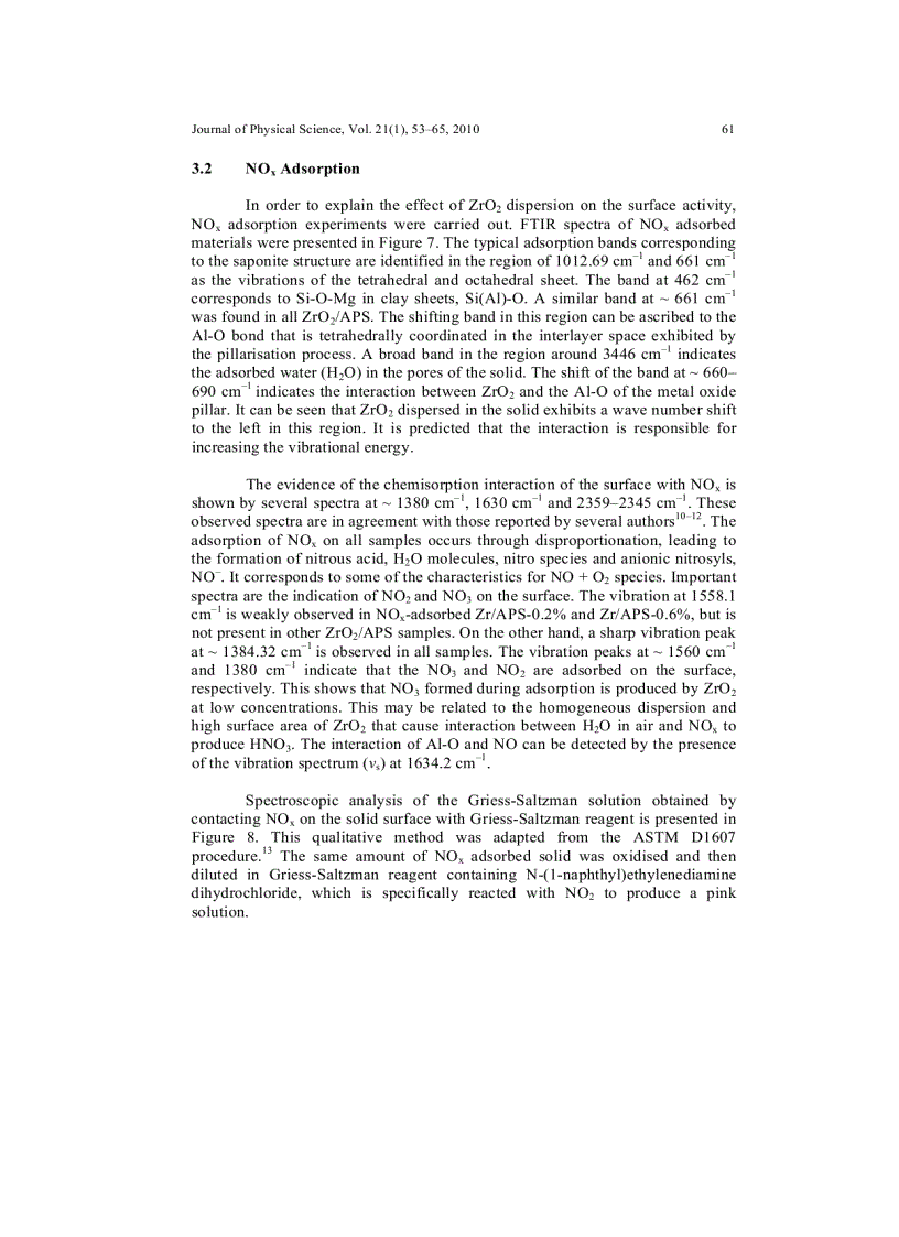 image for page Preparation of ZrO2 Al2O3 pillared Saponite and Its Spectroscopic Investigation on NOX Adsorption