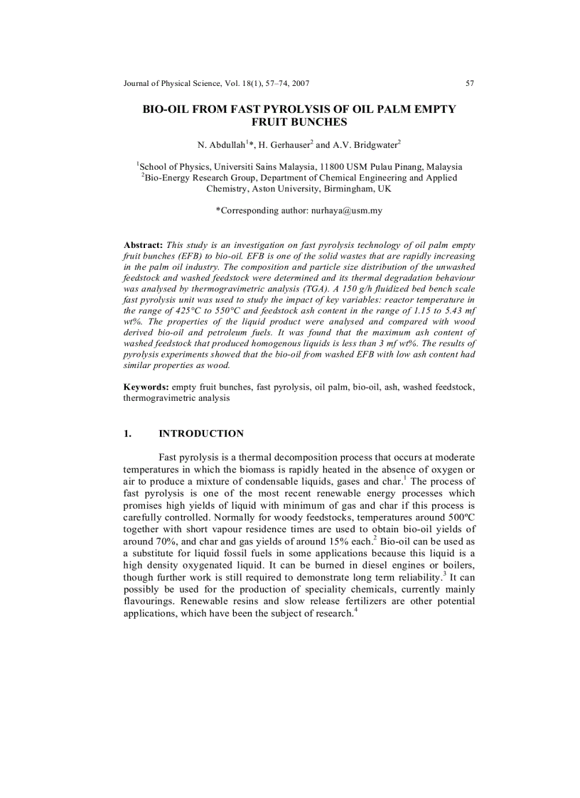 image for page Bio oil from fast pyrolysis of oil palm empty fruit bunches