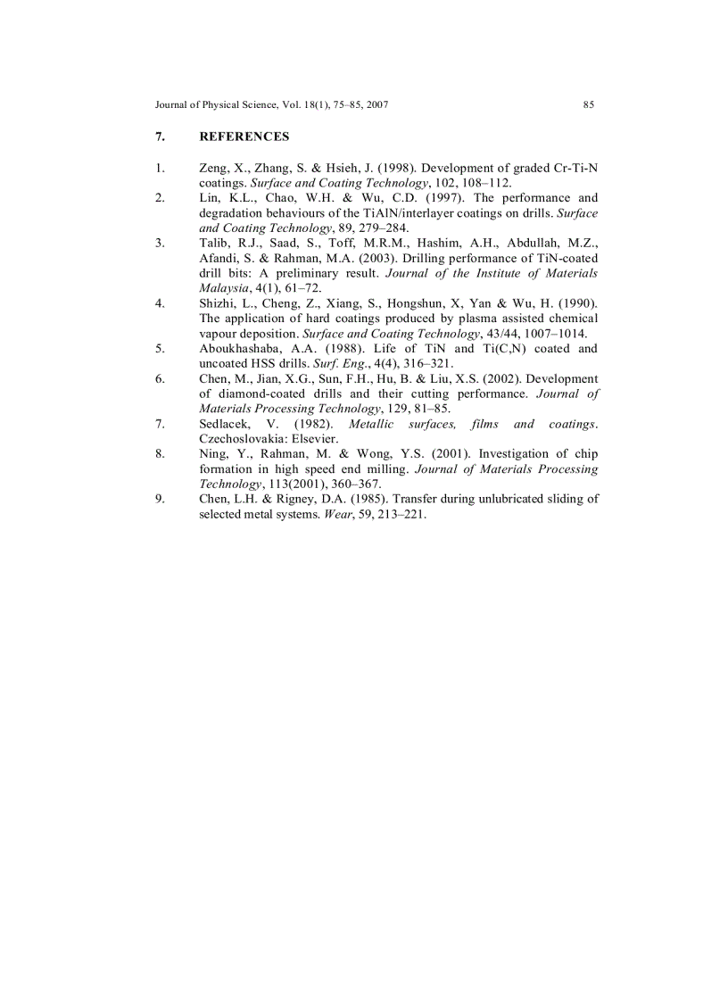 image for page WEAR MECHANISM OF TiN TiAlN AND TiCN COATED DRILLS DURING DRILLING OF CARBON STEEL