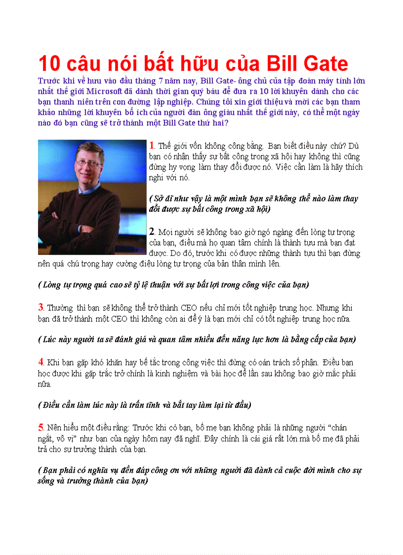 image for page 10 câu nói bất hủ của BillGate