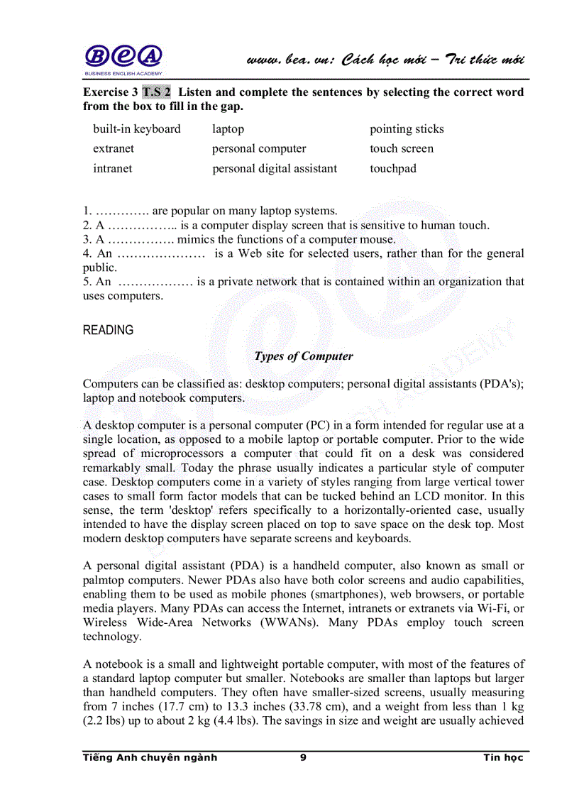 image for page Tiếng Anh chuyên ngành Tin học