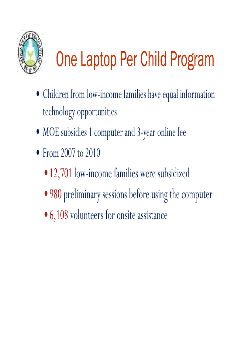 image for page Bridging the Digital Divide Shan Min Han MOE Taiwan