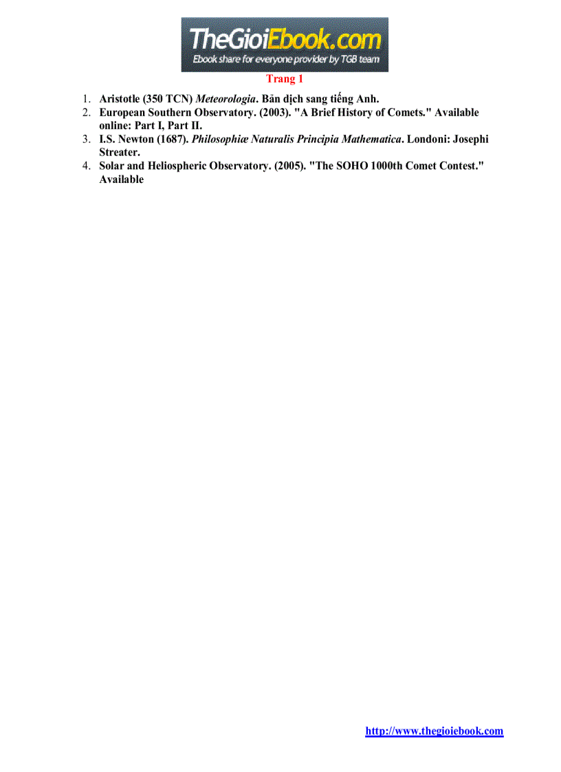 image for page Sách nói về sao chổi