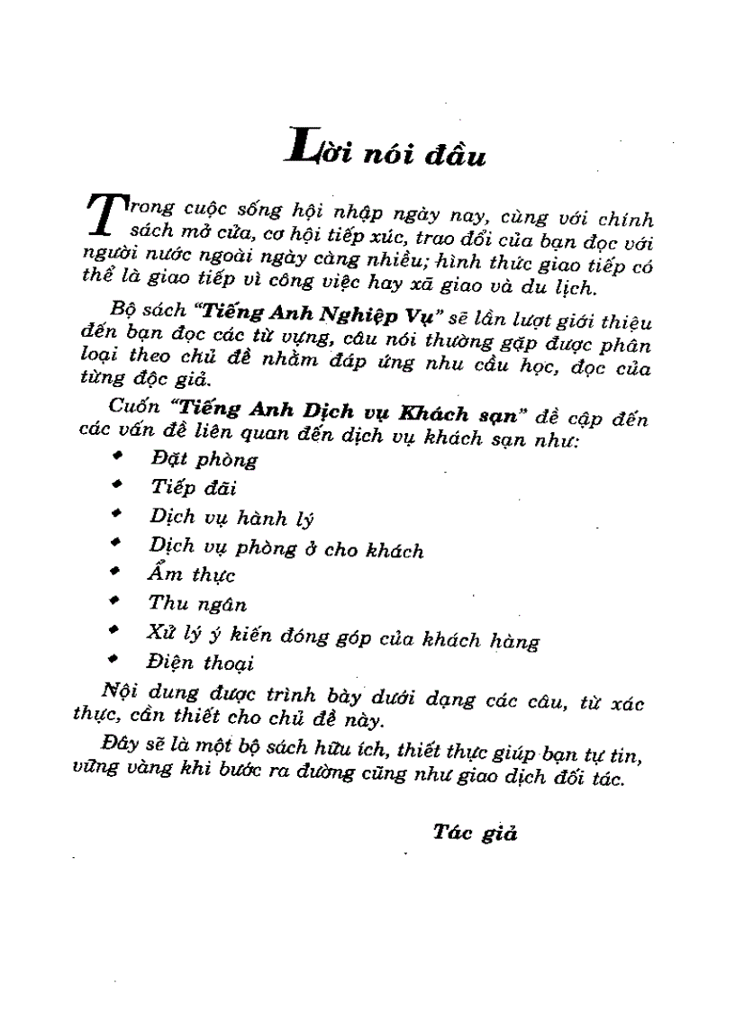 image for page Tiếng anh dịch vụ khách sạn