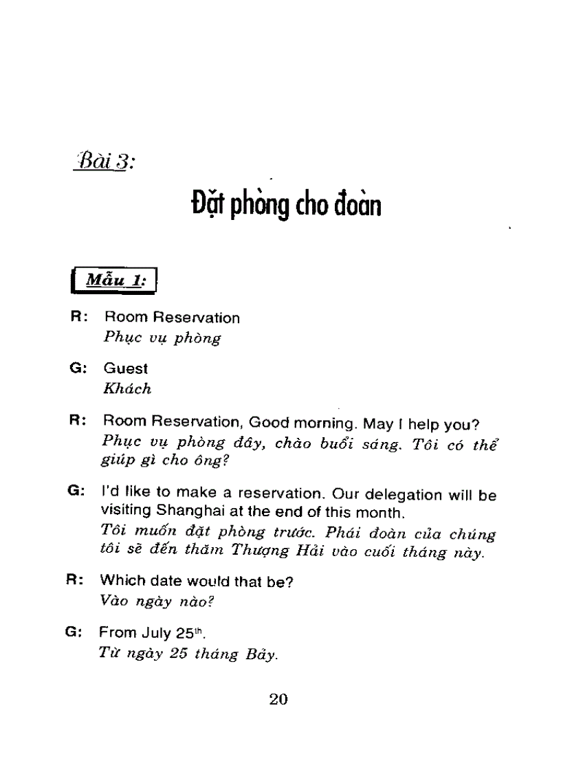image for page Tiếng anh dịch vụ khách sạn