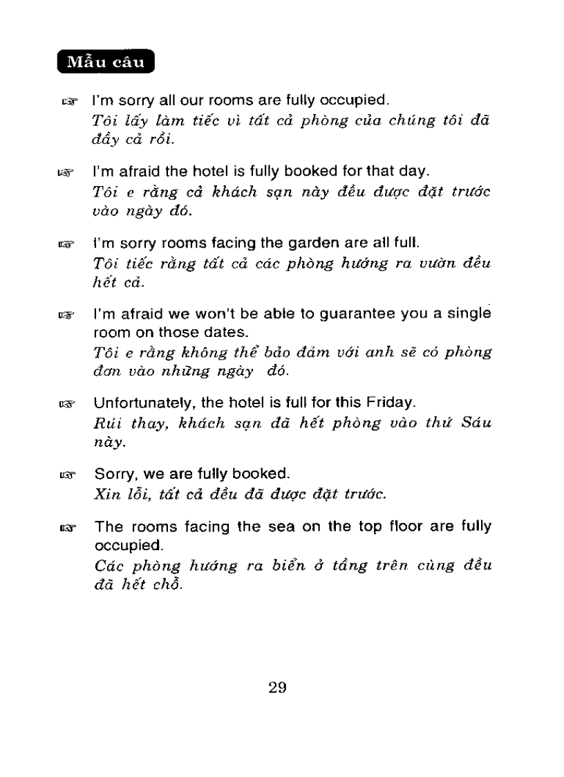 image for page Tiếng anh dịch vụ khách sạn