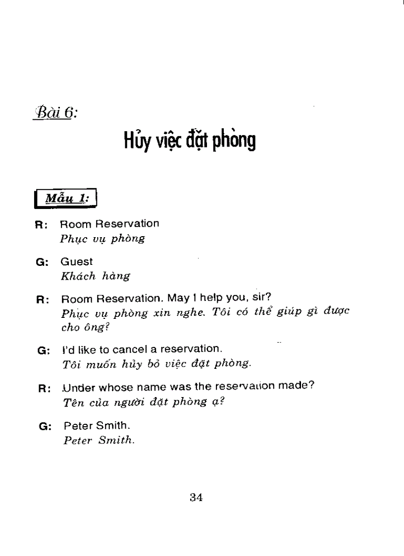 image for page Tiếng anh dịch vụ khách sạn