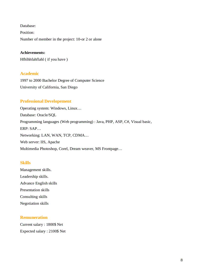 image for page Tập hợp các mẫu CV bằng tiếng anh