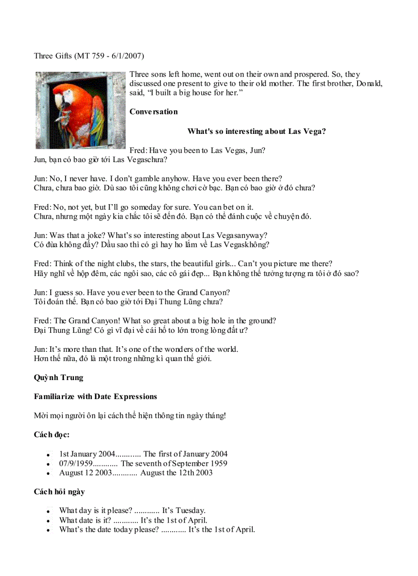 image for page Học tiếng anh qua những câu song ngữ anh việt