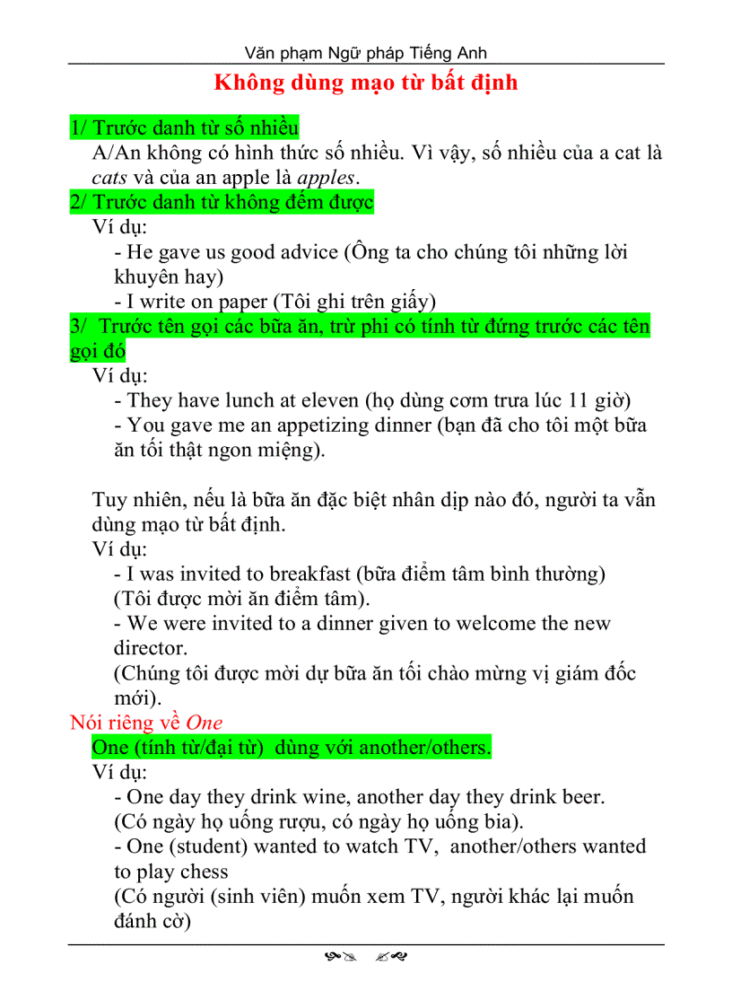 image for page Các mạo từ bất định trong tiếng anh